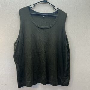 Talbots SZ 3XL sleeveless olive Green knit pullover blouse scoop neck tank Top